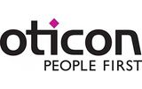 A picture of the logo for oticon people first.